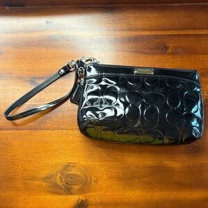 Coach Glossy Black Wristlet